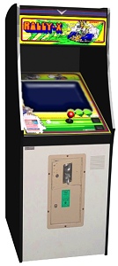 3-D computer rendering of Rally-X cabinet